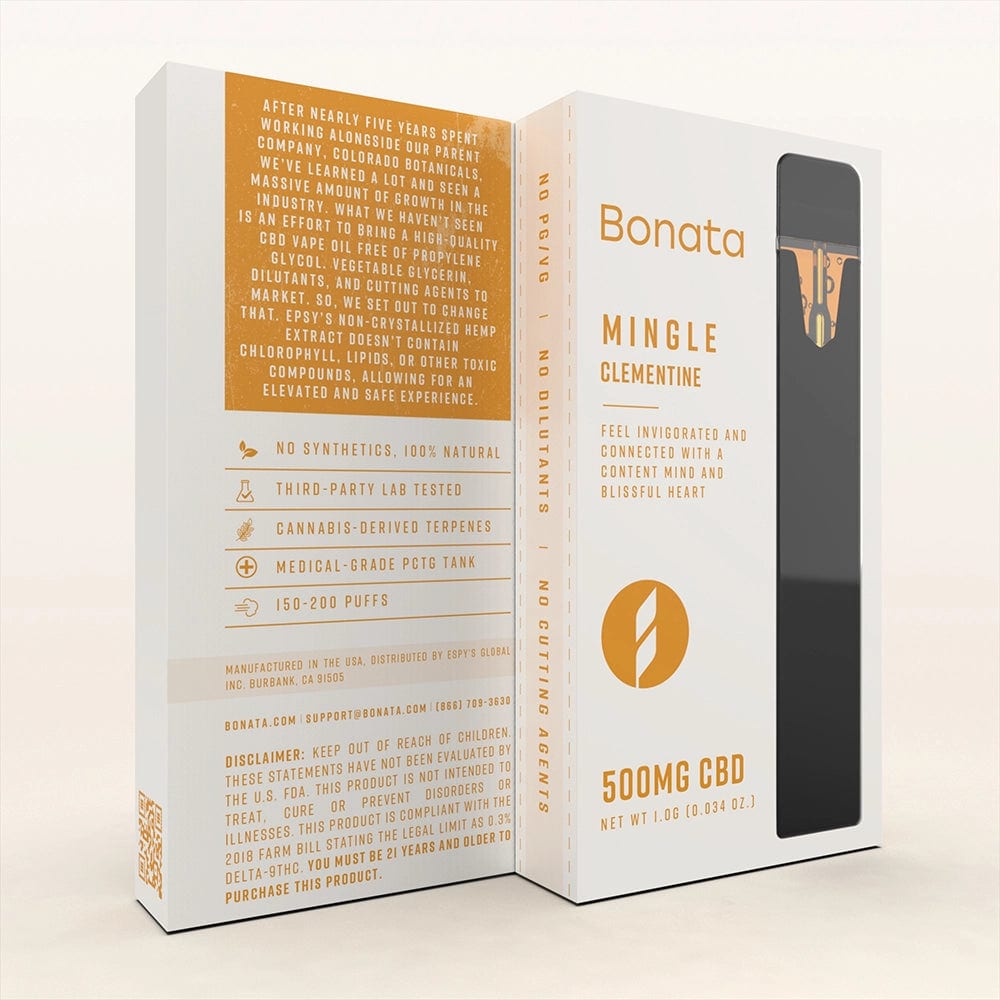 Clementine CBD Vape - No PG/VG, Crystal Resistant CBD | Bonata Clementine CBD Vape - No PG/VG, Crystal Resistant CBD | Bonata